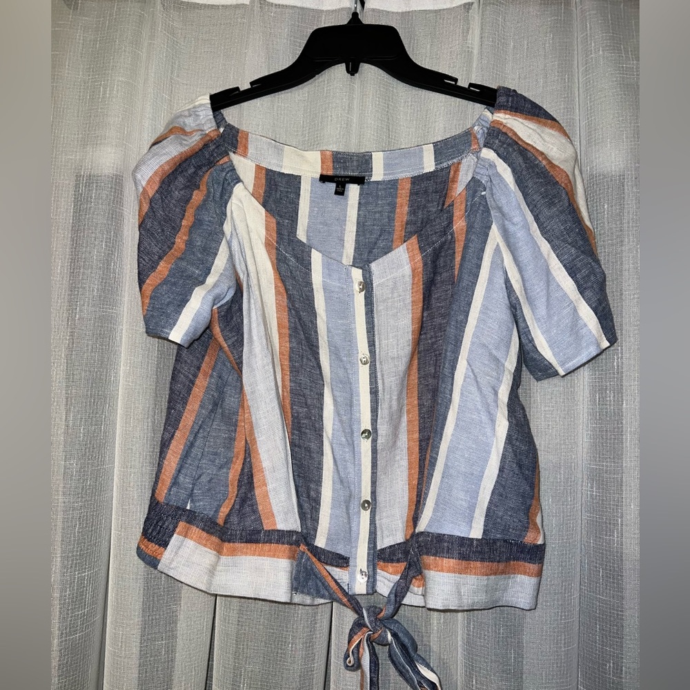 Linen orange blouse size large